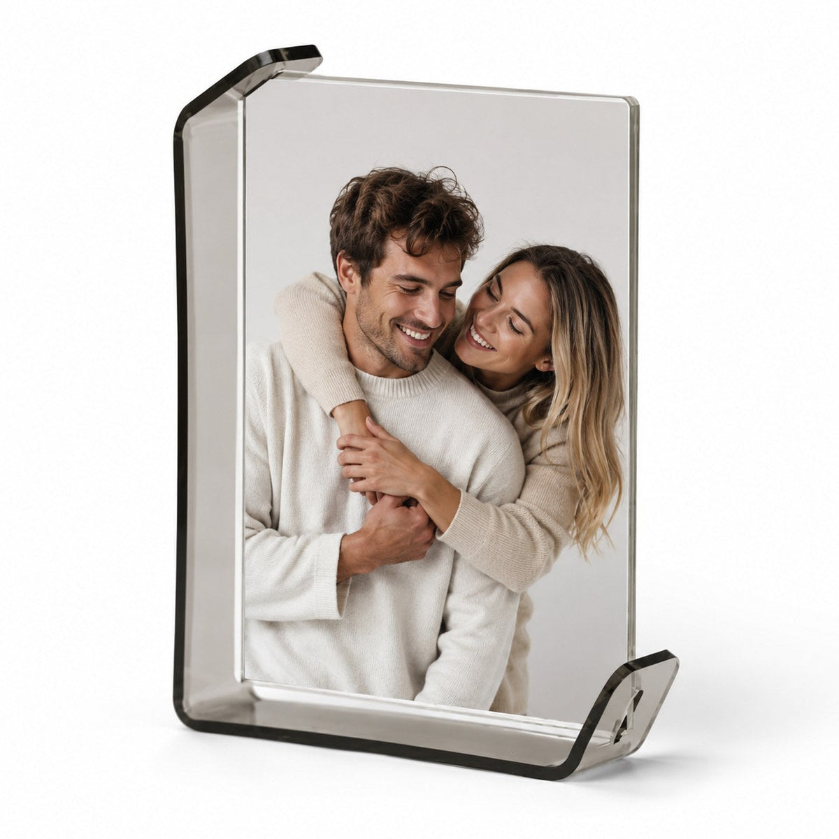 Curved Clear Photo Frame — Smoke Gray
