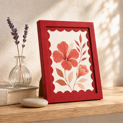 Scalloped-Mat Art Frame — Red