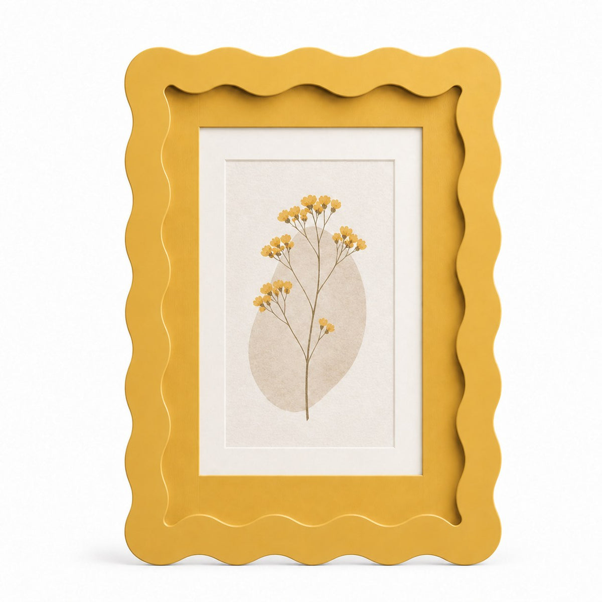 Wavy-Edge Photo Frame — Butter Yellow